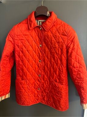Burberry Quilted Red Button-Front Jacket